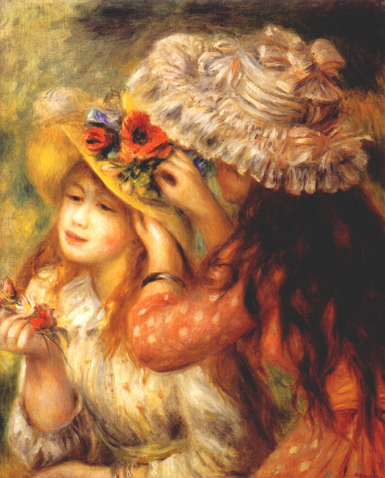 renoir girls putting flowers on their hats 1893. 794x98466