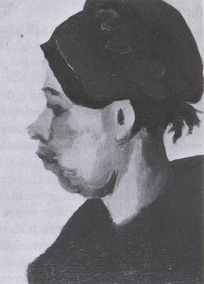 female peasants head with dark coif, nuenen