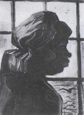 female peasant viewed at the window, nuenen