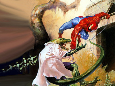 JLM Julie Bell Spiderman vs Lizard