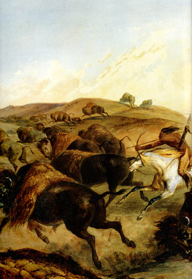 Kb 0022 Indians Hunting The Bison [ Left ] KarlBodmer, 1832 33 sqs