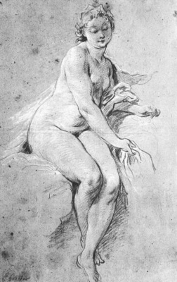 BOUCHER SEATED NUDE, DRAWING