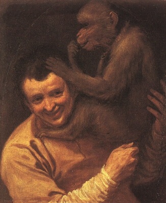 CARRACCI A MAN WITH A MONKEY, 1590 91, OIL ON CANVAS