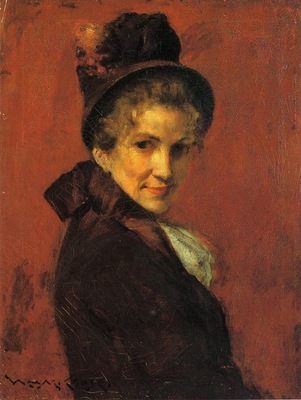 Chase William Merritt Portrait of a Woman black bonnet