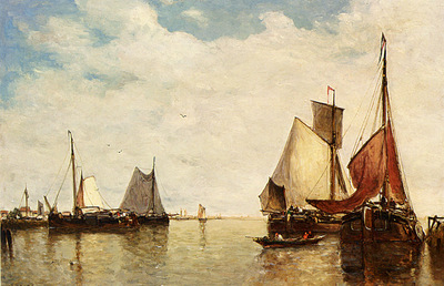 Clays Paul Jean Moored Ships In A Small Harbour