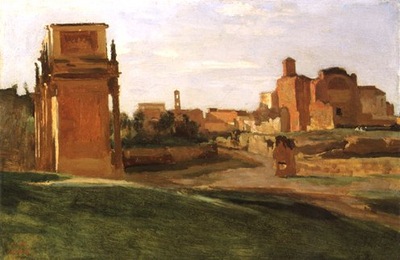Corot The Arch of Constantine and the Forum, Rome, 1843, 27x
