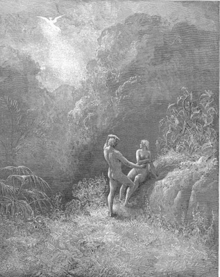 pl035 So parted they the Angel up to heaven From the thick shade, and Adam to his bower