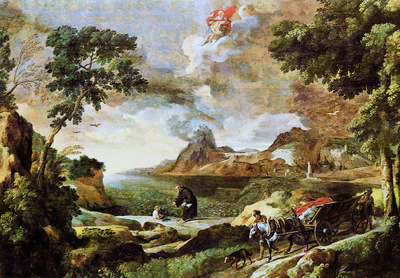 Dughet caspard Landscape with St Augustine and the Mystery Sun
