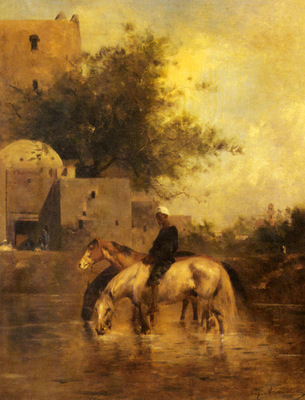 Fromentin Eugene Horses Watering In A River