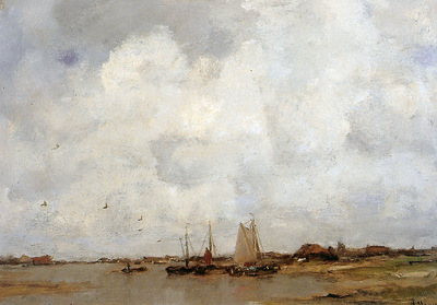 Maris Jacob Fisher ships on a river Sun