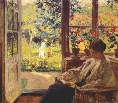 melchers woman reading by a window c1905