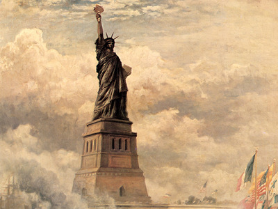 JLM 1886 Edward Moran Statue of Liberty Enlightening the Wor