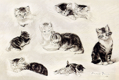 Ronner Knip Henriette A Study Of Cats Drinking Sleeping And Playing