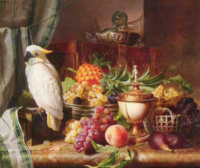 Schuster Josef STILL LIFE WITH FRUIT AND A COCKATOO