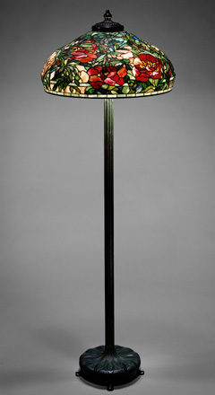 tiffany elaborate peony shade with standing lamp 1904