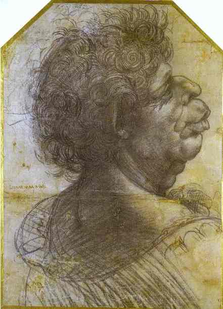 Leonardo da Vinci Grotesque Portrait Study of Man