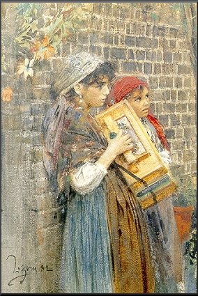 Zorn Italienska gatumusikanter  1882, akvarell Watercolour