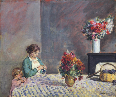 woman and child seated at a table