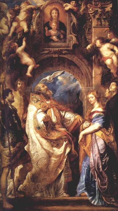 Saint Gregory With Saints Domitilla Maurus And Papianus
