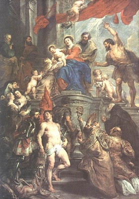 madonna enthroned with child and saints