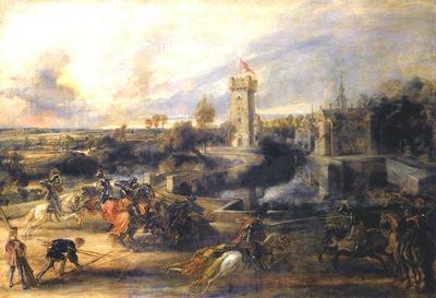 tournament in front of castle steen   1635