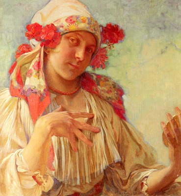 Mucha Alphonse Maria Young Girl In A Moravian Costume