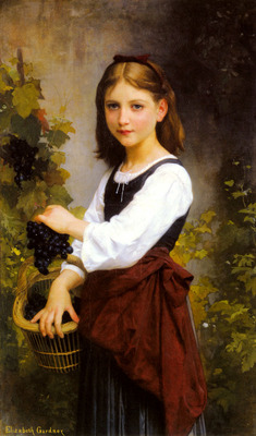 Bouguereau Elizabeth Jane Gardner A Young Girl Holding A Basket Of Grapes