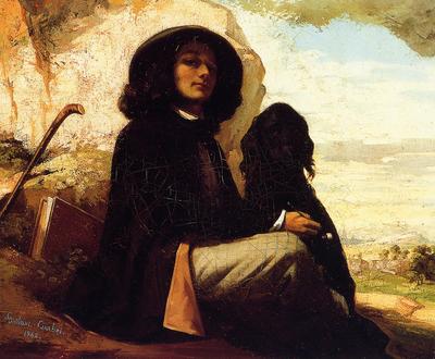 Courbet Gustave Self Portrait with a Black Dog