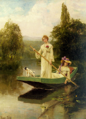 King Henry John Yeend Two Ladies Punting On The River