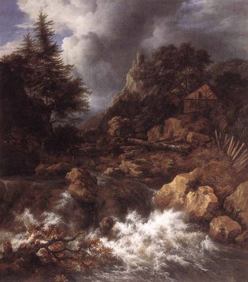 RUISDAEL Jacob Isaackszon van Waterfall In A Mountainous Northern Landscape