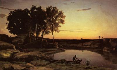 Corot Evening Landscape aka The Ferryman Evening