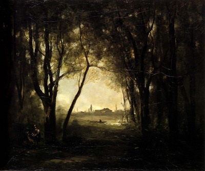 Corot Camille Landscape with A Lake