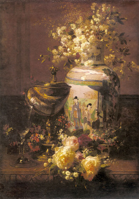 Robie Jean Baptiste Still Life With Japanese Vase And Flowers