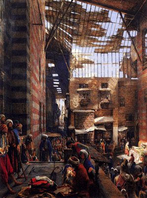 Lewis John Frederick A View Of The Street And Morque Of Ghorreyah Cairo