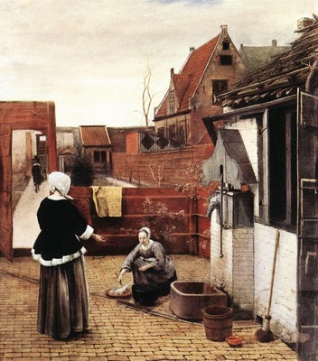HOOCH Pieter de Woman and Maid in a Courtyard
