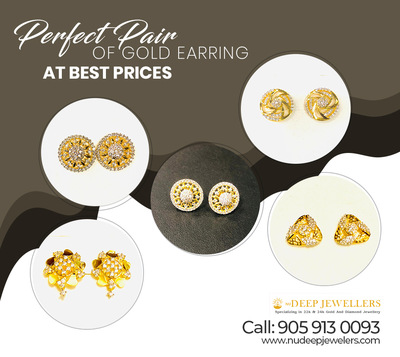 Buy Now Perfect Pair of Gold Earrings in Brampton