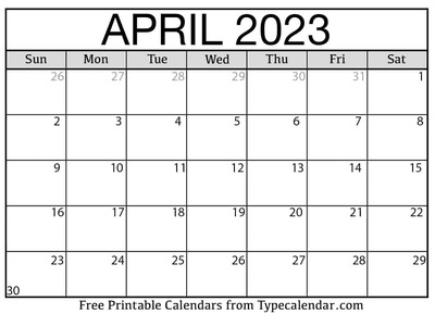 April 2023Calendar